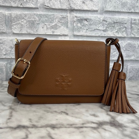 Tory Burch Handbags - Tory Burch NWT Thea Web Flap Crossbody In Moose Brown NEW